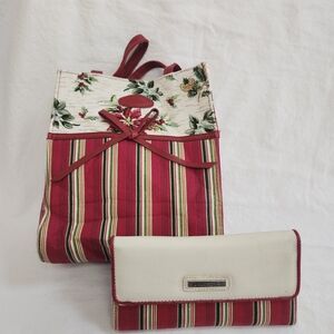 Longaberger Christmas Tote Bag & Wallet Set